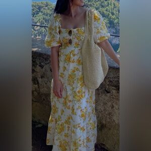 Faithfull the Brand Yellow and White Floral Dress